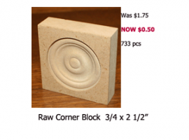 3/4 x 2 1/2" Raw Corner Block