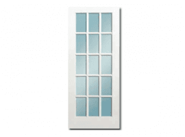 Primed French Door - Wood Bar Clear Glass 15 Lite