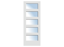 5 Panel Glass - Clear or Frosted Laminate Primed Shaker