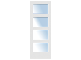 4 Panel Glass - Clear or Frosted Laminate Primed Shaker