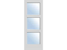 3 Panel Glass - Clear or Frosted Laminate Primed Shaker